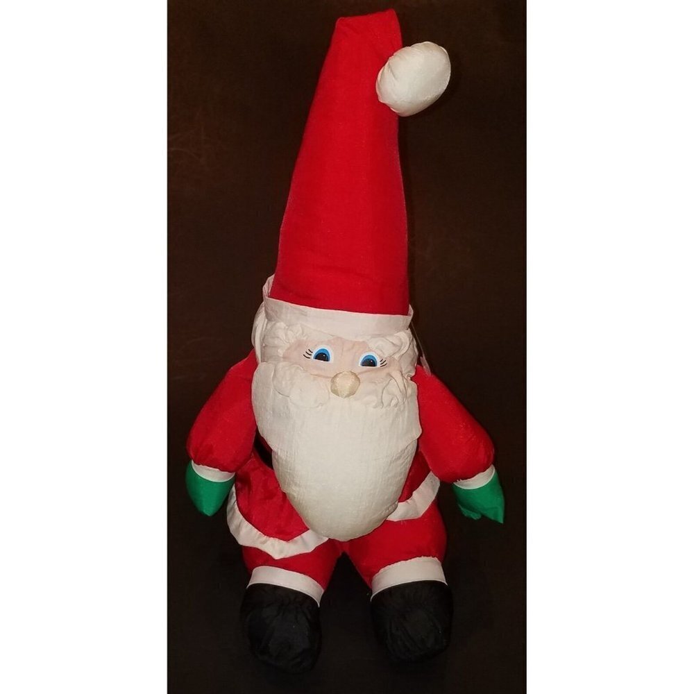 VTG Santa Claus Nylon Plush 14" Stuffed Animal Toy Macy's 1991 Christmas AS IS